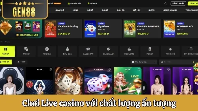Chơi Live casino với chất lượng ấn tượng